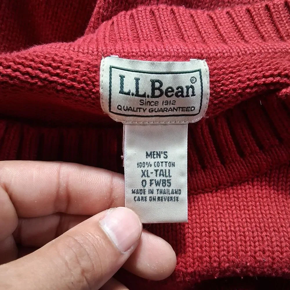 Ll Bean knit Sweater xlt‎ red pullover crewneck 0 FW85
